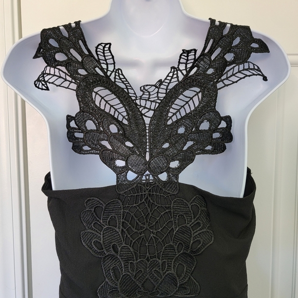 Altar'd State Black Crochet Cutout Butterfly Back A Line Short Dress Size M - Picture 8 of 13